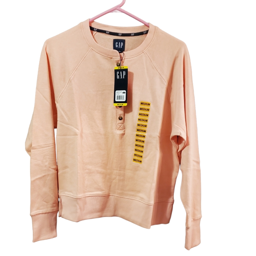 =/^Gap women's Henley sweatshirt in peach Ladies M - Picture 1 of 13